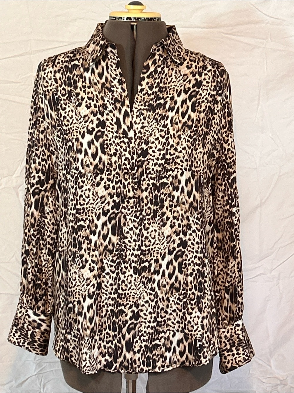 Chico’s Leopard Print Long-Sleeve Blouse - Beige/Black